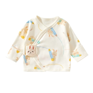 Haut kimono nouveau-né en coton avec imprimé lapin mignon et détail lapin en peluche 3D