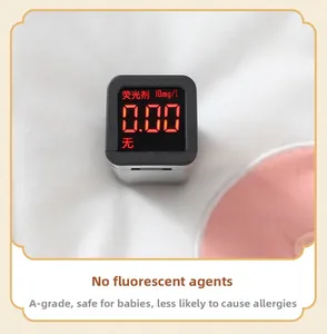 Detail showing baby cotton jumpsuit material tested for zero fluorescent agents