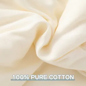 Soft cream-colored 100% cotton knit fabric texture for warm newborn baby winter rompers
