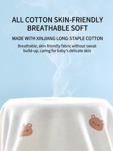Breathable pure cotton newborn romper with brown bear pattern for baby comfort