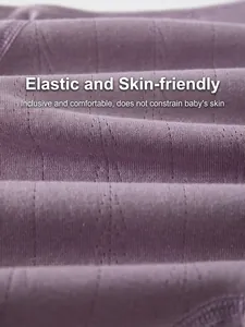 Breathable purple cotton newborn bodysuit with elastic skin-friendly pointelle knit fabric