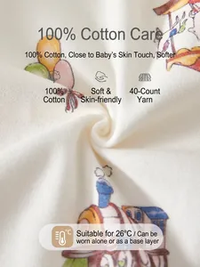 Soft 100% cotton newborn baby romper with colorful cartoon train and hot air balloon prints
