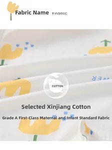 Macro shot of high-quality Xinjiang cotton fabric with tulip print for baby rompers
