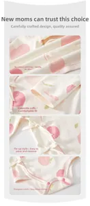 Detail of peach print baby bodysuit showing seamless stitching and side tie closure