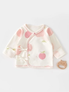 Newborn Baby Cotton Kimono Style Top Side Tie Long Sleeve Printed Shirt Infants Clothing Warm Breathable Soft Infant Wear