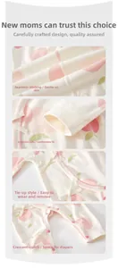 Detail view of seamless peach-patterned baby bodysuit with side tie and crescent crotch
