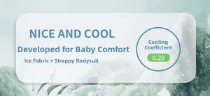 Détail du body bébé en tissu de soie glacée respirant avec coefficient de fraîcheur 0.20