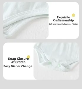 Détail des boutons pression et texture côtelée douce du body en coton pour bébé