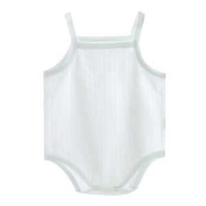 Body bébé blanc sans manches en coton à fines bretelles avec texture côtelée respirante