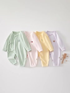 Neugeborenes Baby Strampler 100 Prozent Baumwolle Langarm Seitliche Bindung Kimono Stil Jumpsuit Bedruckt Bestickt Schlafanzug