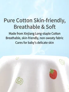 Breathable long-staple cotton baby bodysuit with red strawberry print for newborns