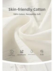 Macro shot of breathable 100% cotton pointelle knit fabric for baby rompers