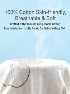 Breathable cotton baby bodysuit with cloud print and vertical stripes texture for infants