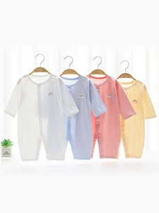 Summer Baby Long Sleeve Romper Thin Cotton Breathable Jumpsuit Rainbow Embroidery Seamless Onesie For Newborn 0-18 Months