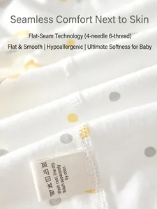 Body bébé à manches courtes en coton blanc avec pois jaunes et coutures plates