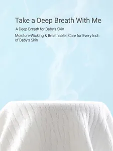 White breathable cotton baby wrap suit showing mesh texture for moisture-wicking comfort