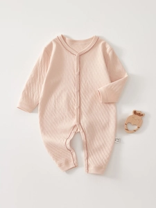 Newborn Baby Cotton Romper Long Sleeve Jumpsuit With Scalloped Lace Trim Printed Strawberry Heart Floral Infant Sleepwear
