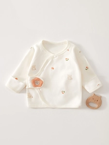 Newborn Baby Kimono Top 100% Cotton Long Sleeve Half Back Shirt Infante Cute Cartoon Printed Belly Guard Clothing