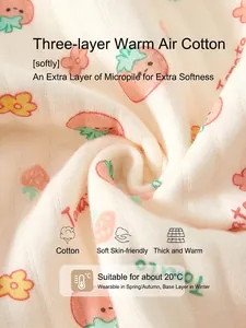 Soft strawberry print baby bodysuit in triple-layer warm quilted cotton fabric