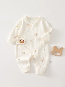 Newborn Baby Cotton Long Sleeve Romper Jumpsuit Butterfly Bodysuit A-Grade Breathable Casual Infan Clothes Printed Homewear