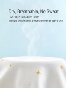 Breathable white cotton baby bodysuit with yellow star pattern and steam ventilation effect