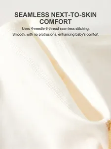 Newborn cotton baby top with seamless 4-needle 6-thread stitching for sensitive skin