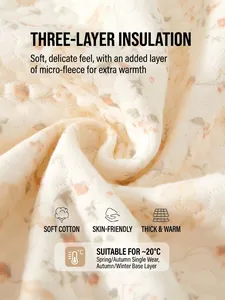 Quilted floral baby romper made of three-layer air cotton for warmth and softness