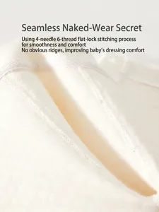 Quilted baby romper featuring four-needle six-thread flatlock stitching for skin comfort