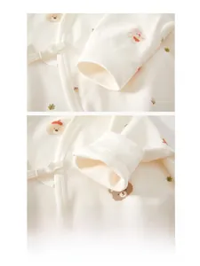 Close-up of soft cotton baby romper rib cuffs and double-stitched reinforced seams