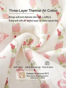 Newborn baby floral thermal jumpsuit in soft three-layer quilted air cotton for winter