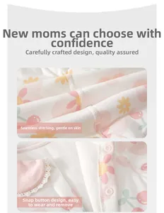 Detail of boneless stitching and snap buttons on newborn floral cotton romper