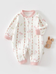 Baby Thermo Strampler Neugeborene Langarm Gesteppt Baumwolle Body Cartoon Blumen Druck Jumpsuit Herbst Winter Säuglings Kleidung