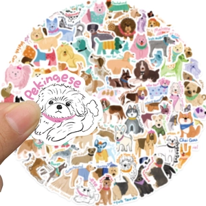 Set of 100 cute waterproof cartoon dog stickers for DIY phone cases and journals