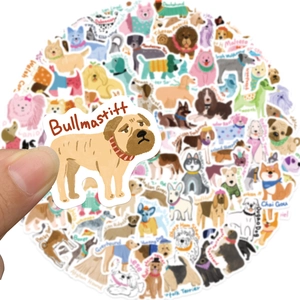 100-pack of cute cartoon dog stickers featuring various breeds for DIY decoration
