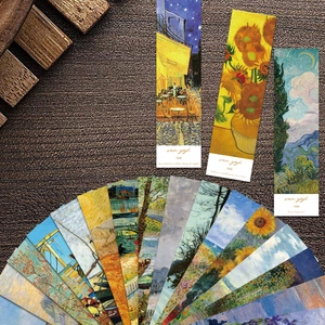 Set of 30 Van Gogh vintage art bookmarks featuring Sunflowers and Starry Night oil paintings