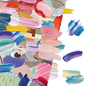 60 pieces colorful creative palette PET stickers with vibrant oil paint brush texture
