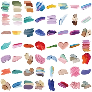 Set of 60 creative color palette PET stickers with vibrant artistic textures for journaling