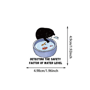 Detailed view of a black cat cartoon sticker with dimensions 1.96 inches by 1.92 inches