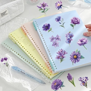 50 pieces of romantic purple floral PET stickers for DIY scrapbooking and journal decoration