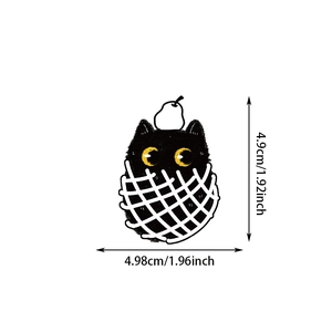 Adesivo gatto nero con pera e rete, dimensioni 4,9cm x 4,98cm per decorazioni fai-da-te