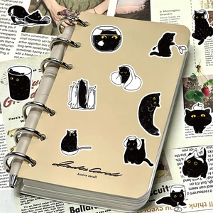 Adesivi creativi gatto nero per decorazione di diario e laptop, set fai-da-te da 50 pezzi