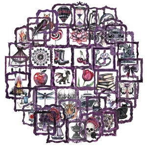 Gothic Dark Frame PET Stickers Waterproof Vintage Skull Rose Butterfly Scrapbooking Journaling DIY Decorative Stickers