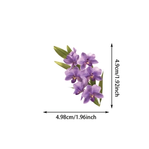 Detail showing orchid flower sticker dimensions 4.9cm with purple gradient petals