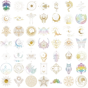 49pcs colorful laser waterproof stickers with celestial moon and sun patterns