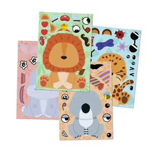 Adesivi fai-da-te di animali cartone animato leone e koala per lavoretti bambini