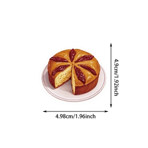 Detailed dimension layout of a hand-drawn cake sticker with precise size measurements