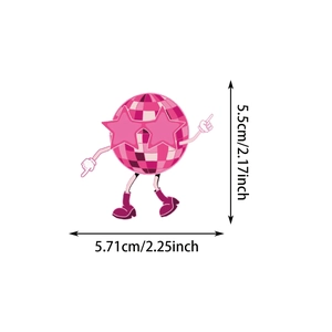 Pink Disco Girl sticker with sunglasses and boots showing 5.5cm size measurements