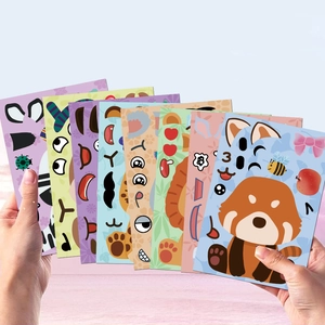 Set di adesivi per animali dei cartoni animati fai-da-te per bambini con panda e leone