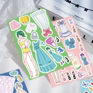 Set di adesivi principessa fai-da-te per bambine con abiti alla moda e accessori colorati