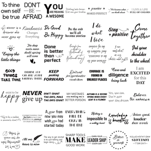 Set of 50 waterproof English motivational quote stickers for journals and laptops
